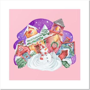 Watercolor Christmas Hand Drawn Posters and Art